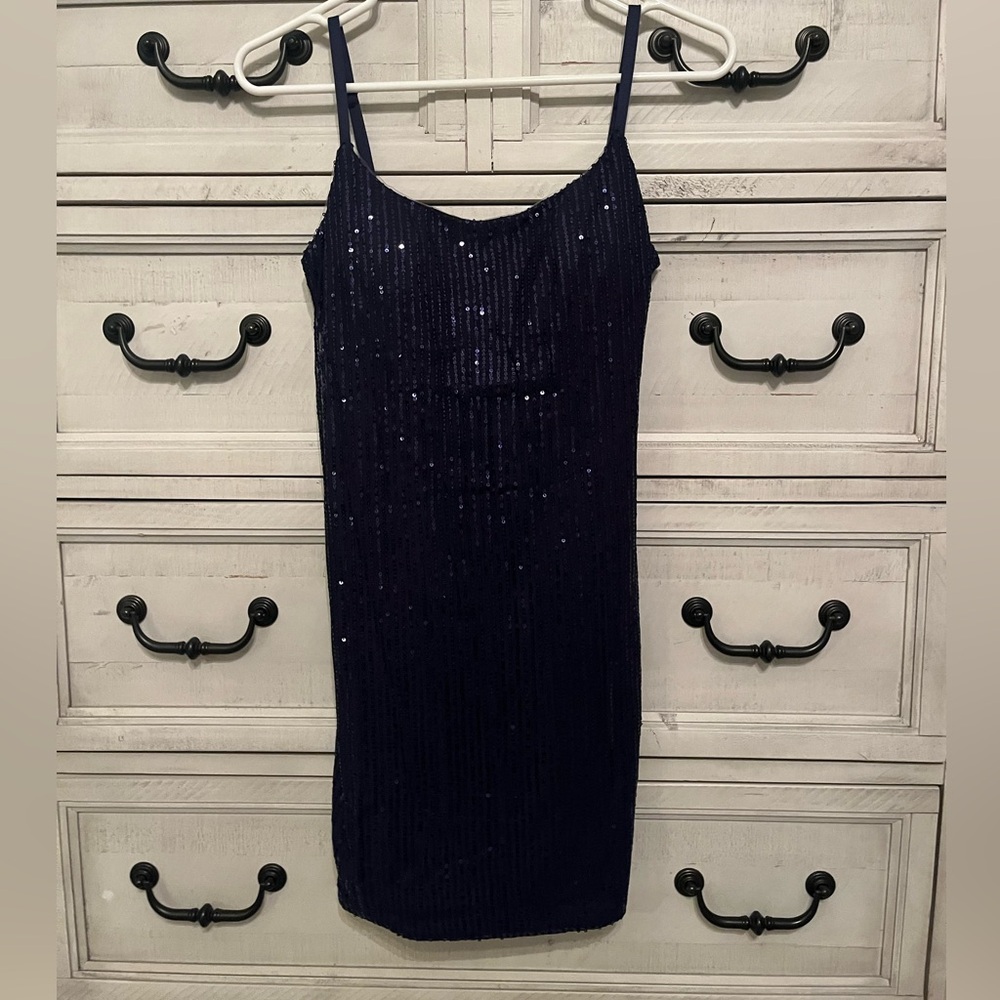 Sparkling Navy Blue Sequin Dress